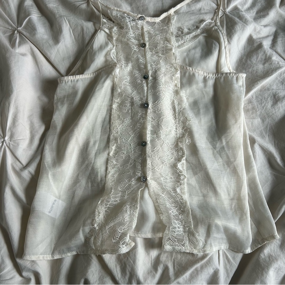Kismet Small Elegant Cream Lace Trim Cami Top - Picture 5 of 6